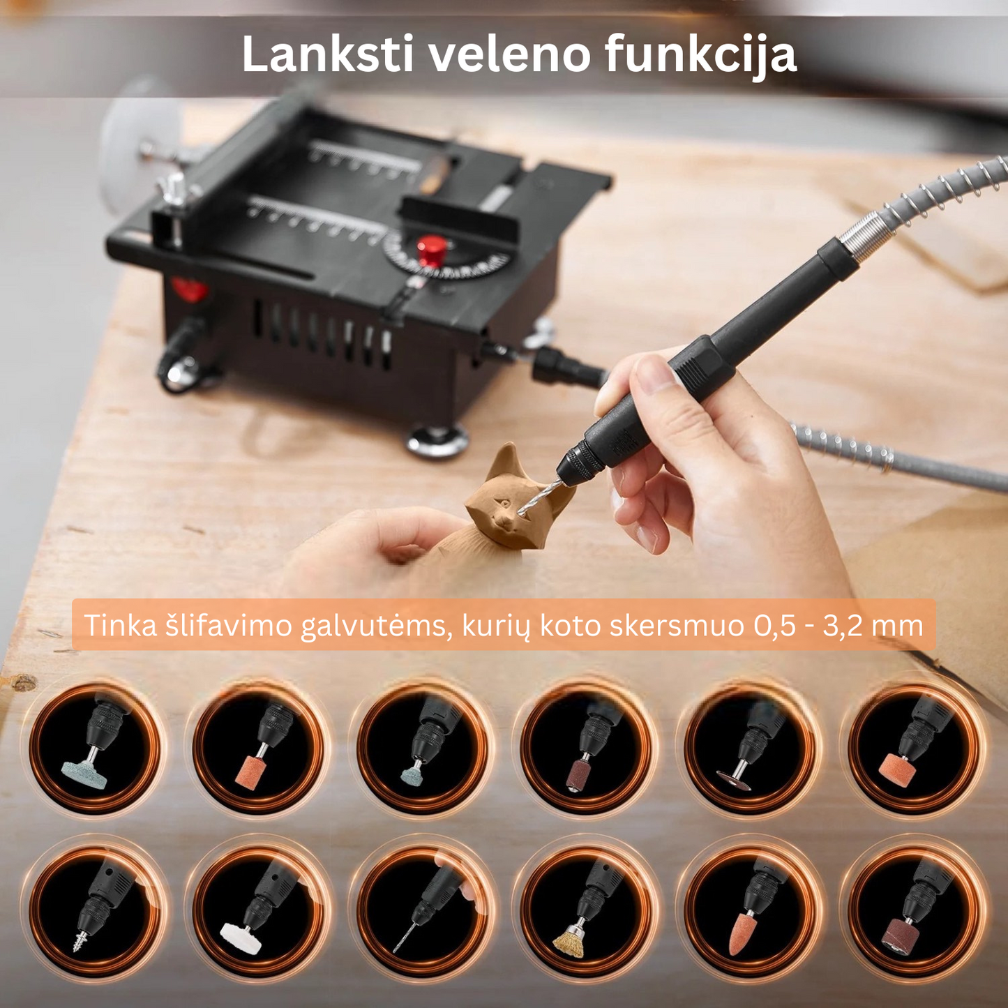Mini daugiafunkcinis stalo pjūklas