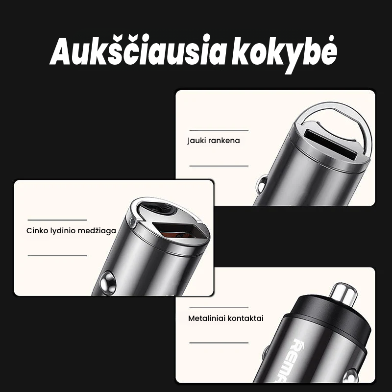 "CarAdapt" greito įkrovimo telefono pakrovėjas mašinai
