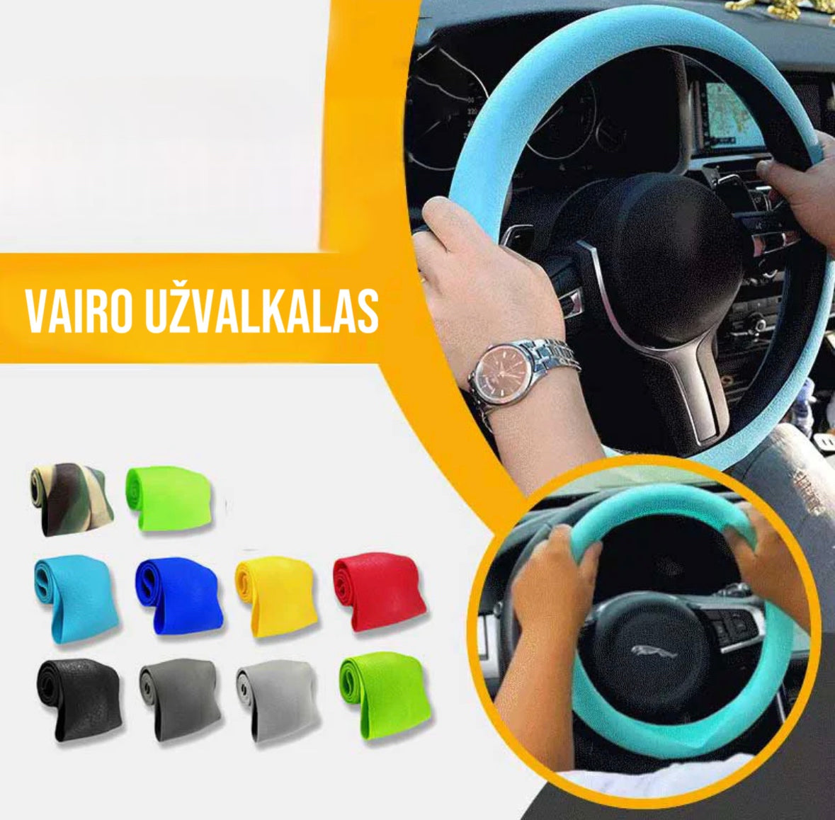 Silikoninis automobilio vairo užvalkalas