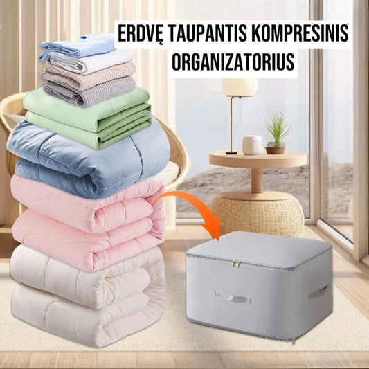 Erdvę taupantis kompresinis organizatorius