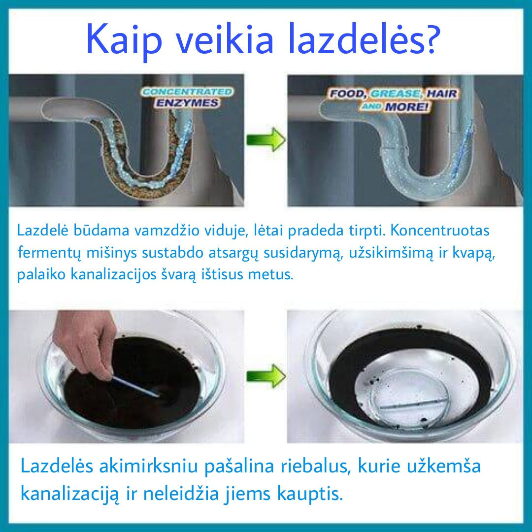 Galingos nuotekų vamzdžių valymo "Cleaner Sticks" lazdelės (12 vnt.)